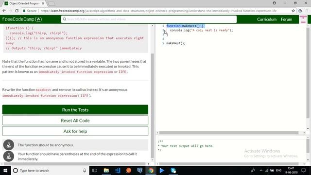 freeCodeCamp- Understand the Immediately Invoked Function Expression IIFE