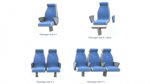 3D модель. Passenger seat A 1 2 3. Кресла пассажиров.