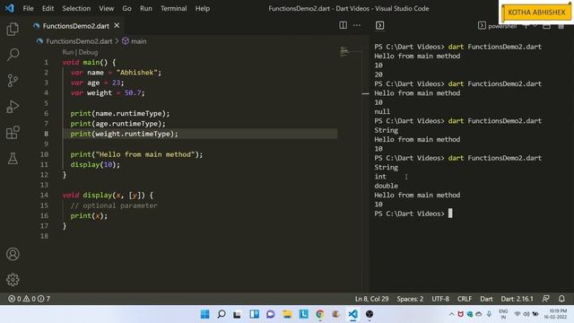 19 Functions with Optional Parameters in Dart in Telugu смотреть онлайн