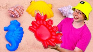Моя песочница для малышей — Игры в песке про формочки и куличики — Лепим морских обитателей