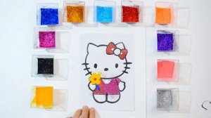 Hello Kitty Раскраска блёстками для девочек / Учим цвета на русском языке