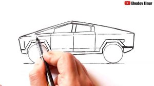 Как нарисовать Теслу Кибертрак | рисунки для срисовки