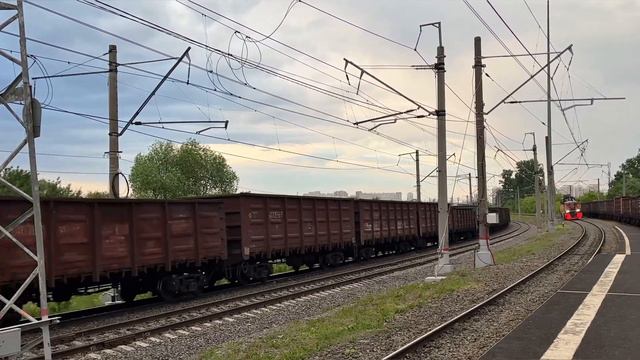 Обкатка нового электровоза ЭМКА2-001 и ВЛ11М-225 с грузовыми вагонами на Щербинском Кольце