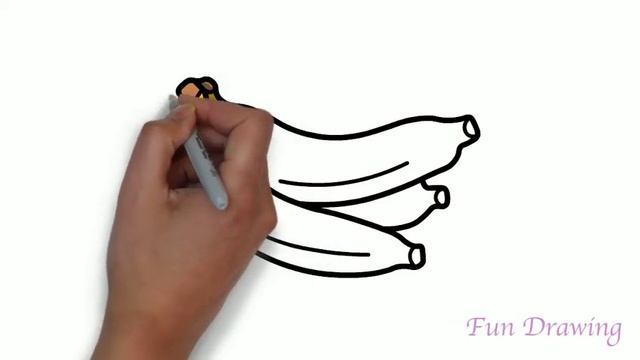 Как нарисовать бананы / мультик раскраска банан для детей / учим цвета