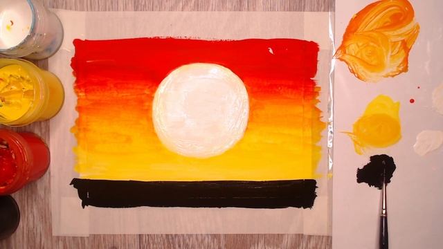 Как нарисовать котиков на закате гуашью