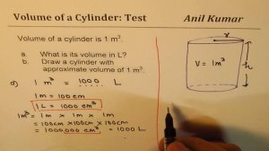 How many Liters are there in one meter cube Solve Volume of Cylinder