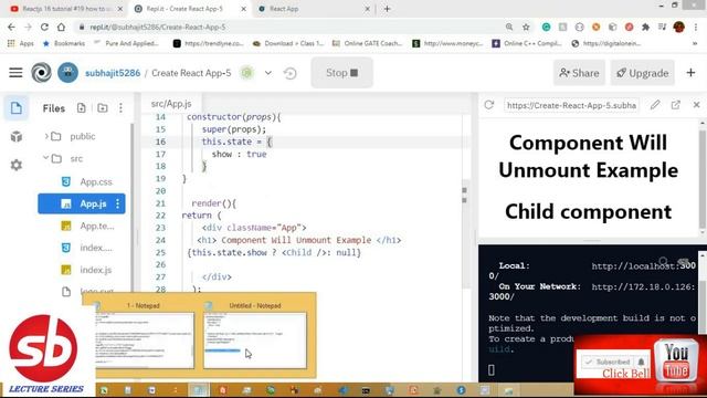 React JS Life Cycle Method - Component Will Unmount by Example