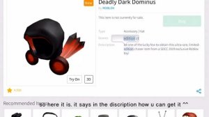 Deadly dark dominus has came out! Very rare (ROBLOX)