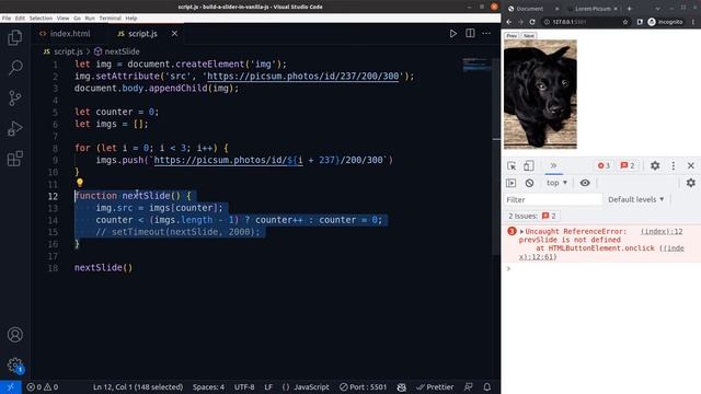 Build a simple slider in vanilla JavaScript, from scratch