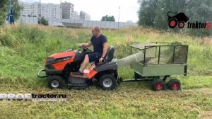 Огромный травосборник на садовый трактор. Прицеп ZimAni..mp4
