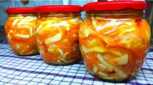 Салат из кабачков на зиму ?Очень вкусный рецепт. Эта закуска из кабачков получится у всех.