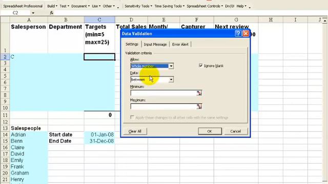Drop down list, limit what can be put in a cell, provide useful input/ error messages in Excel 2003 смотреть онлайн