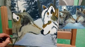 Мастер класс,как написать волков маслом"Нежность волков"часть#1 art