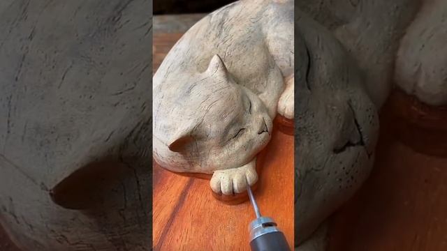 sculpted cat ?~wood toy-woodworking art skill wood _ hand crafts #shortsvideo #shortsfeed
