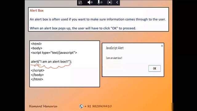 POPUP BOXES | Alert Confirm Prompt Boxes | JAVASCRIPT | HEMANT MENARIA