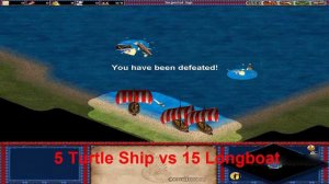 Age of Empires 2 - Turtle Ship ( Koreans ) vs Longboat ( Vikings )