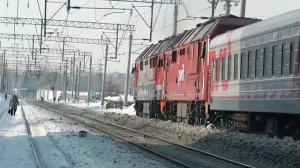ТЭП70БС-159 + ТЭП70БС-045 с пассажирским поездом + вагонзак