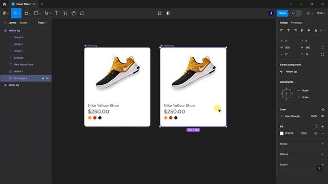 Nike Product Hover Effect Prototype Animation figma tutorial