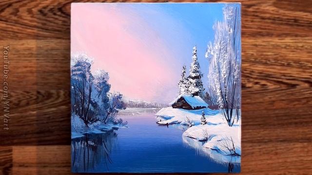 Acrylic Landscape Painting - Winter Morning / Easy Art / Drawing Lessons / Satisfying Pictures. смотреть онлайн