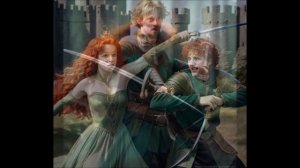 Camelot, King Arthur and Merida. Cosplay Fantasy Drawing AI, Neural Network Fanart Disney. Relax