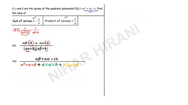 If α & β are Zeroes of the quadratic polynomial f(x)=ax^2+bx+c, Find Value 1/(aα+b)+1/(aβ+b) смотреть онлайн