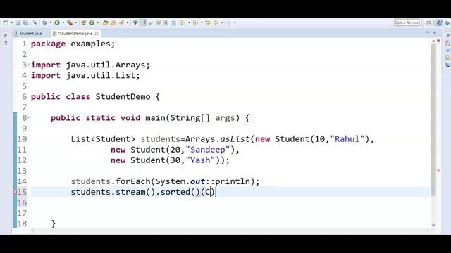 java 8 tutorial : How to sort custom objects using java8 streams with example?