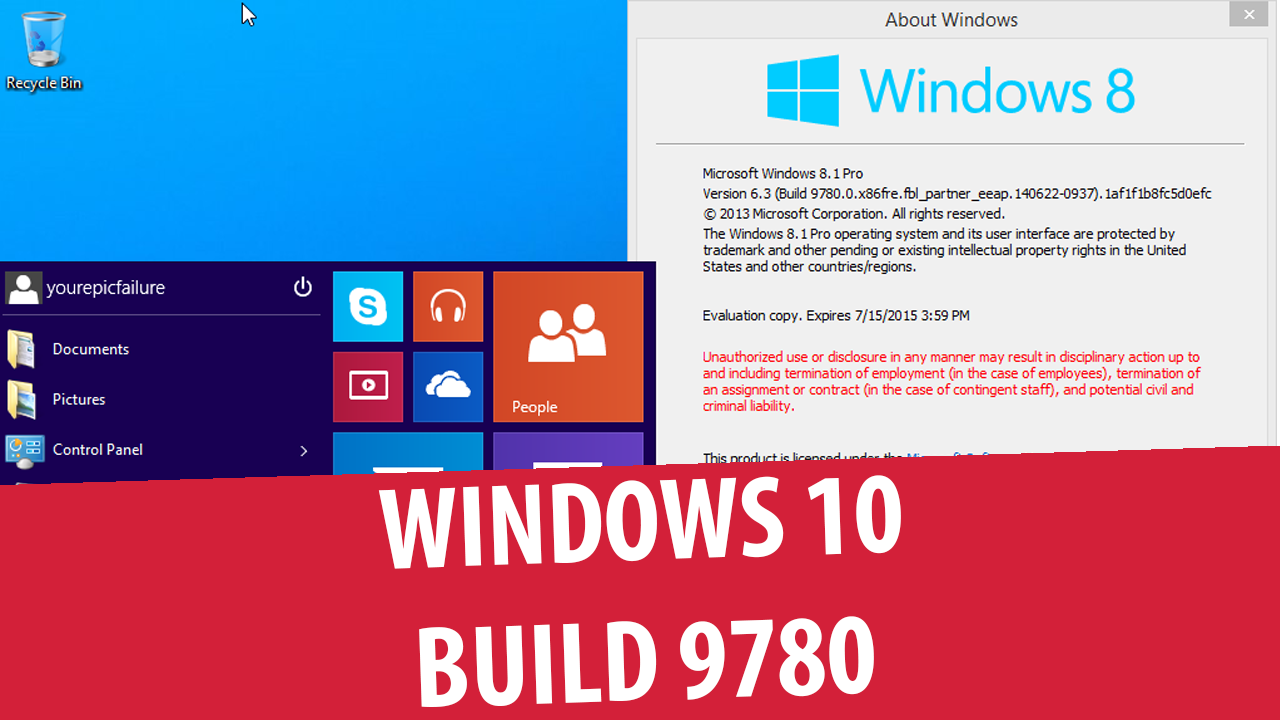 Windows 10 Technical Preview build 9780