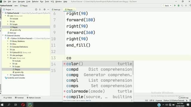 Python Turtle Graphics tutorial 22 | Drawing Bangladesh FLAG | 5 minutes tutorial смотреть онлайн