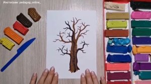 Осеннее дерево из пластилина. Поделка для детей. Autumn crafts. DIY