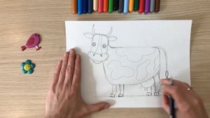 Корова рисунок. Как нарисовать корову. Деревня рисунок Домашнее животное нарисовать
