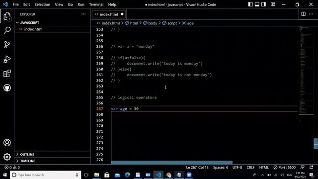 Lecture 32 JavaScript if else statements with logical operators