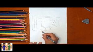 Как нарисовать телевизор (TV). Онлайн-школа рисования "Малевашки"