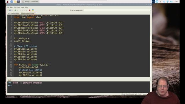 Homework Solution: TopTechBoy Pi Pico, Lesson #3: Binary Counter
