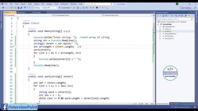 Program to sort array of string || sort string based on length in C# || Interview Point