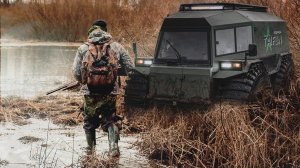 Hunting on Ducks on All-terrain vehicle Typhoon  Let's go by Off road on Hunting