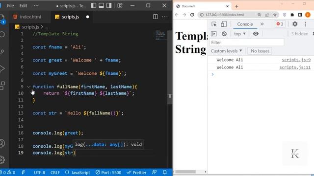 #19 TEMPLATE STRING - JAVASCRIPT MASTER COURSE IN URDU HINDI