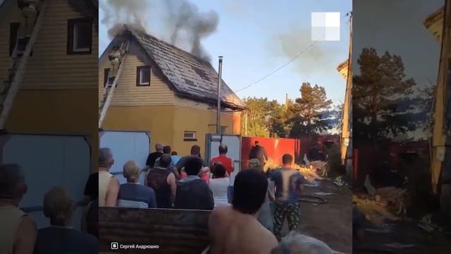 Тюмень: В СНТ «Солнечное» горит дача смотреть онлайн