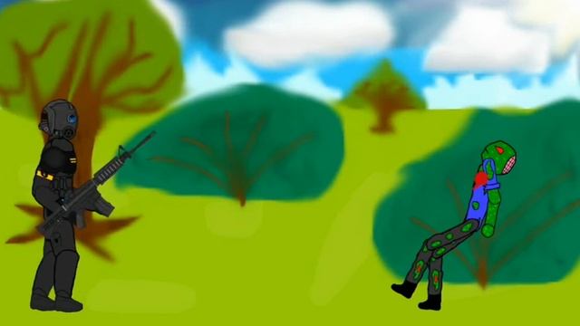 Рисуем мультфильмы 2 Солдат и 3 (4) зомби. 1-я серия. смотреть онлайн