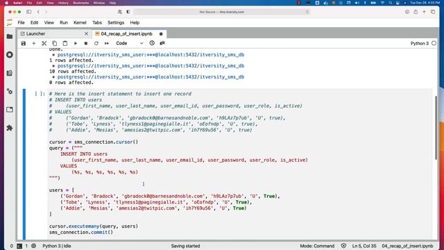 Programming Essentials Python - Batch Operations - Recap of Insert