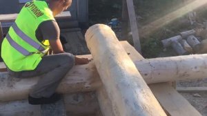 Разметка бревен для изготовления сруба