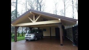 Навес 7х10м из клееного бруса с Хозяйственным Домиком. Проект и монтаж Московские Навесы.