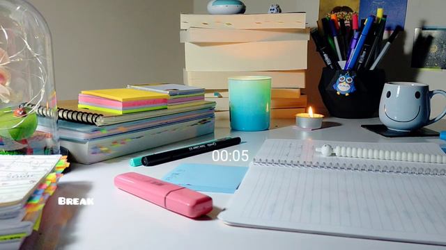 1-Hour Study With Me 🌊 sea waves sound 🎹 gentle calm piano music/Pomodoro 25-5 real-time