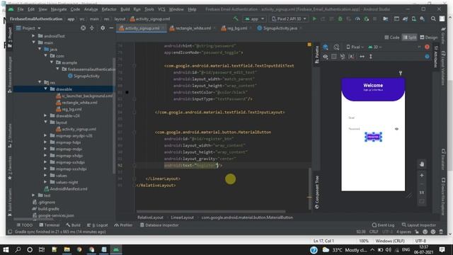 Email and Password Authentication Using Firebase Part 1 || Android Studio Tutorial 2021 #firebase