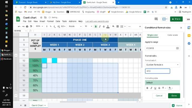 How to Automate Coloring Gantt Chart on Google Sheet смотреть онлайн