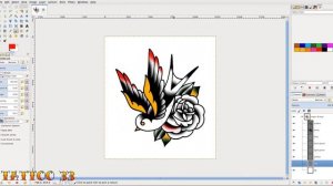 Tattoo 33 - Bird And Flower Design In GIMP