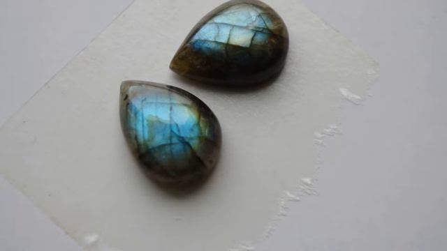 Labradorite cabochon pear Лабрадорит кабошон (спектролит, лабрадор) смотреть онлайн