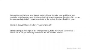 Django : pip install -r requirements.txt [Errno 2] No such file or directory: 'requirements.txt'