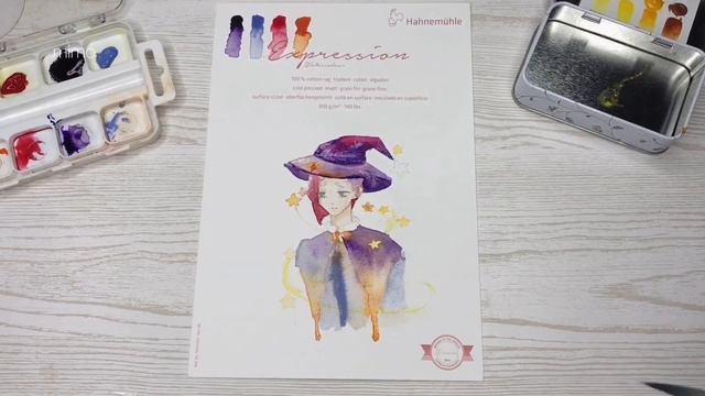 Как сделать акварель с блестками  Speed Paint Inktober
