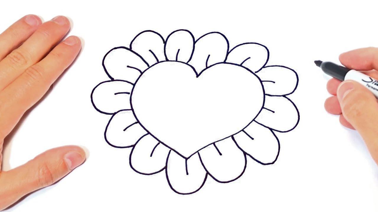 Как нарисовать цветок в форме сердца | How to draw a Heart with Flowers Step by Step