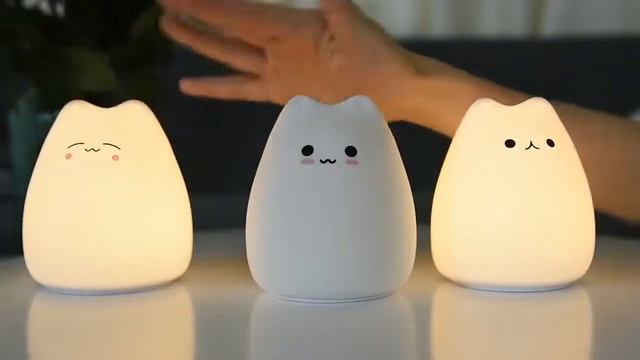 Светильник ночник на батарейках PUPIL LED 0.4W CAT мягкий силиконовый кот смотреть онлайн